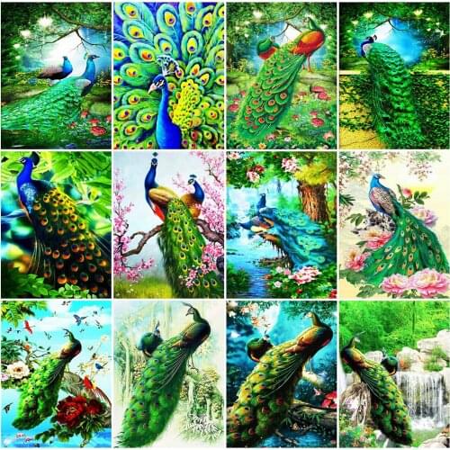 EverShine Diamond Painting Animal Picture Rhinestones Diamond Embroidery Full Square Peacock Cross Stitch Wall Art Mosaic Kits