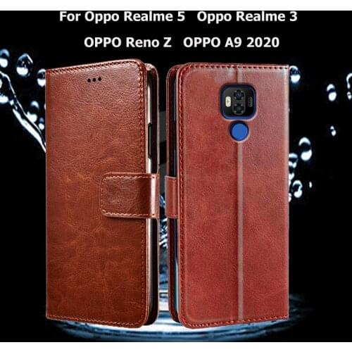 For Oppo Realme 5 Oppo Realme 3 Flip Phone Case For OPPO Reno Z OPPO A9 2020 Coque Funda PU Leather Wallet Cover Capas