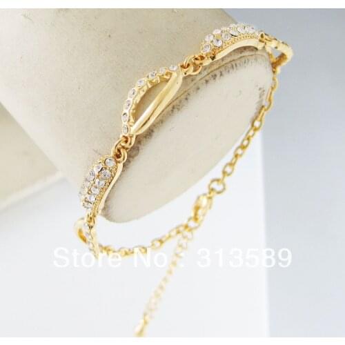 Foromance /7.5"+1.7" - YELLOW GOLD GP OVERLAY FILLED WITH BRASS CZ STONES LINK BRACELET /GREAT GIFT