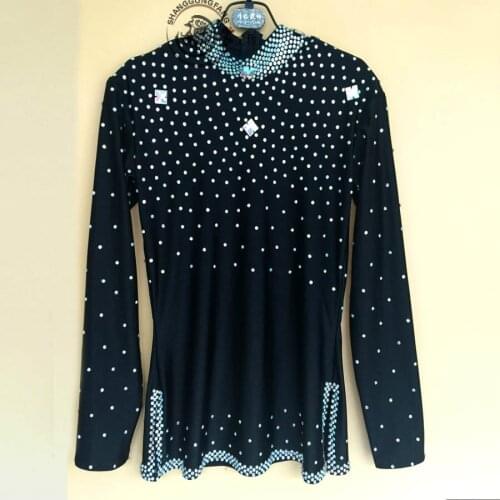 New style mens Latin dance costumes senior SPANDEX long sleeves mens latin dance body shirt for mens latin dance shirts A49