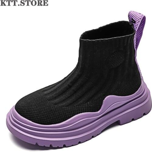KTT Unisex Childrens Casual Shoes Boys Sport Sneakers Slip-on Kids Socks Shoes Boys Sneakers Breathable Sneakers for Big Girls