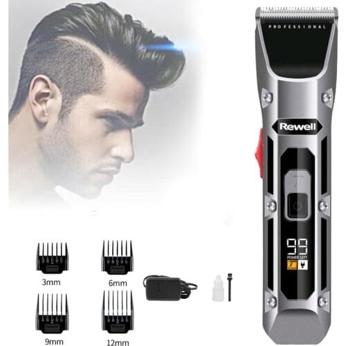 Professional Barber LED Display Hair Trimmer Men USB Charging Electric Hair Clippers Adult Haircut Carving Machine with Base