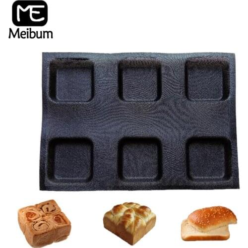 Meibum 6 Cavity Silicone Bread Mold Make For Square Bun Party Homemade Hamburger Eclair Non Stick Mould Bakeware Baking Tools