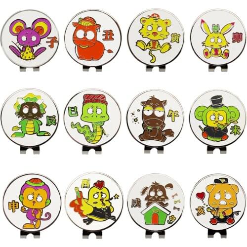 Cute Pet 1.18" Golf Ball Mark w Magnetic Golf Hat Clip Tiger Rabbit Dragon Baby Snake Pony Lamb Piggy Golf Marker Training Aids