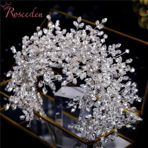 Fashion Silver Color Rhinestone Bridal Headband Bride Hair Accessories Classic Handmade Wedding Tiara RE4271