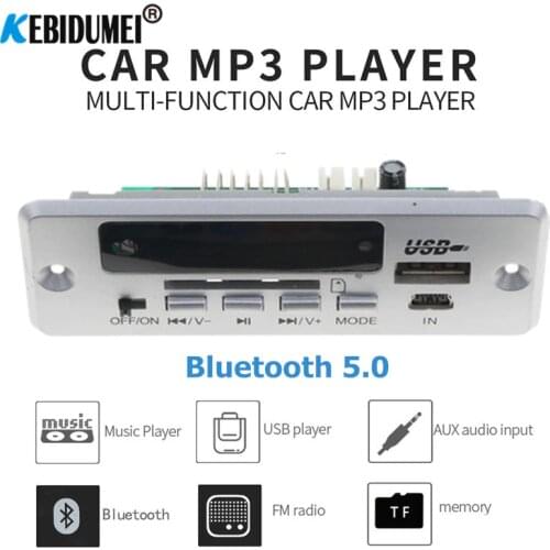 Bluetooth 5.0 Mp3 Player FM Radio Module Wireless audio receiver 5V-12V Car speaker support TF card USB 3.5mm AUX