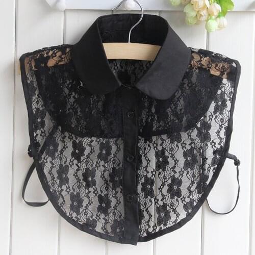 Fashion Women Cotton Shirt False Collar Detachable Fake Collar Shirt Lace Lapel Blouse Top Tie Flower Lace Clothes Accessories
