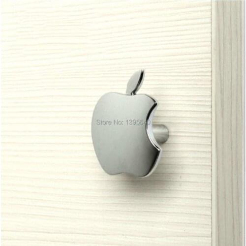 New Cabinet Drawer Knobs Zinc Alloy Chrome Creative Apple Dresser Knobs And Handles Shoes Cabinet Pulls Furniture Door Pulls