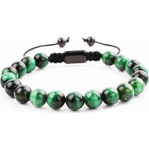 New Men Bracelet Natural Stone Green Tiger Eye Beads Simple Design Friendship Macrame Bracelet Men Jewelry Gift