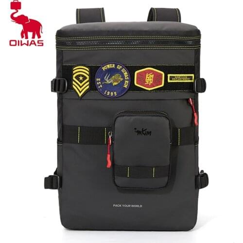 Oiwas Kim Mens Fashion Backpack Trendy Badge Backpack With Belt bag Cool Pack Travel School Backpack Teens Boys Girls Bags New