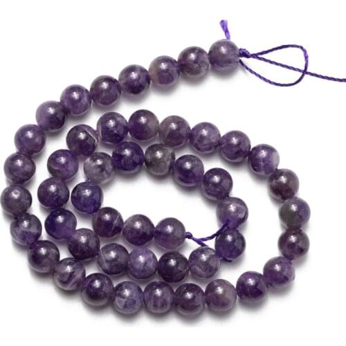 Wholesale Amethysts 4 6 8 10 12mm Purple Crystal Natural Stone Beads Round Loose Beads for Jewelry Making Necklace Bracelet DIY
