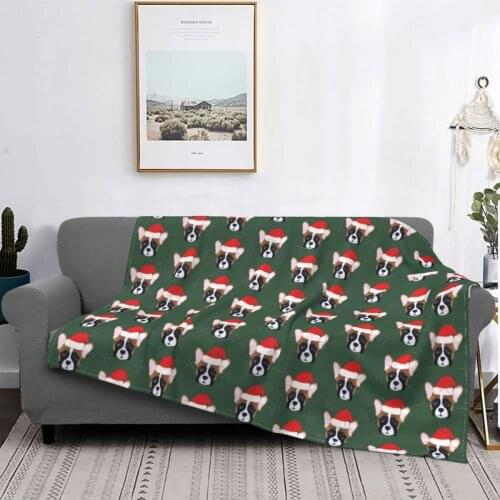 French Bulldog Christmas Dog Blankets Flannel Winter Animal Multi-function Lightweight Throw Blankets for Sofa Outdoor Bedspread