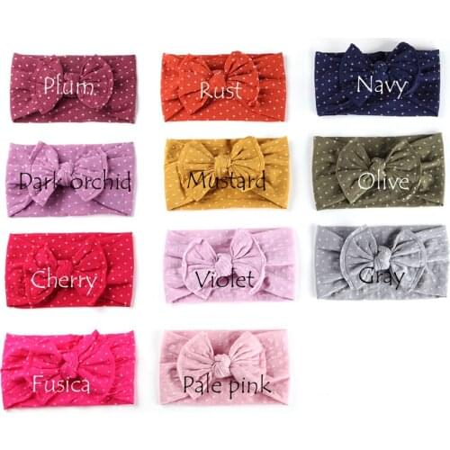 Polka Dot Print Knot Bow Nylon Headbands, Wide Turban Head Wrap Kids Girls Hair Accessory