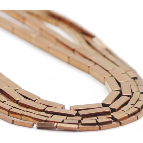 Rectangle Cuboid Square Copper Plated Hematite Natural Stone Spacer Loose Beads For Jewelry Making DIY Handmade Bracelet 4/6/9MM