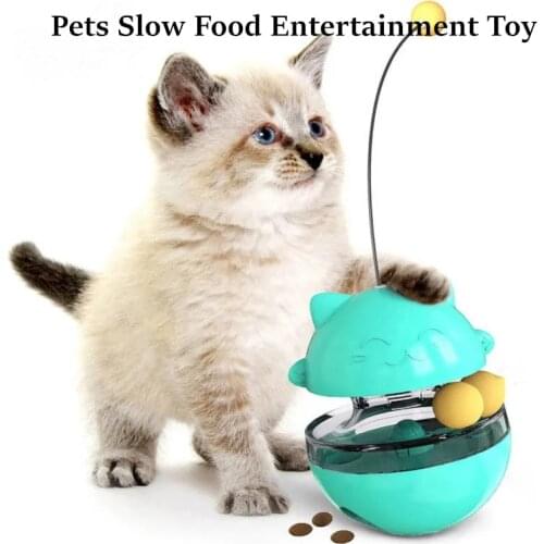Pets Slow Food Entertainment Toy Cat Food Leaking Food Dispenser Ball Toys Cat Interactive With Cat Stick Cat Food Feeders Ball