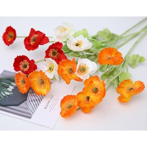 Realistic Faux Flower Artificial Christmas Decorations Flowers Poppy Wedding Home Natural High-quality Silk And Plastic Elegant