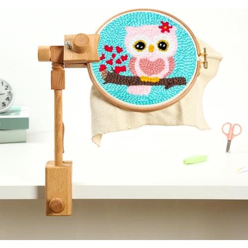 Adjustable Embroidery Lap Stand Holder 360 Rotate Cross Stitch Stand Wooden Hoop Sewing Tool