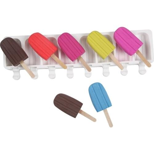 Silicone Ice Cream Mold DIY Homemade Popsicle Moulds Freezer 8 Cell Groove Ice Cube Tray Popsicle Barrel Makers Baking Tools