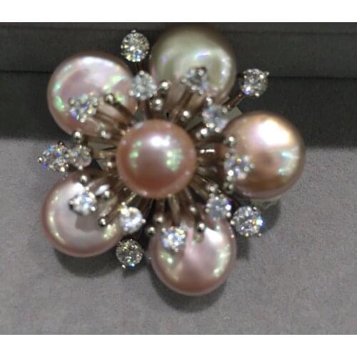 Light pink color plum blossom brooch pins pendant double use natural fresh water pearl wintersweet brooch fashion women jewelry