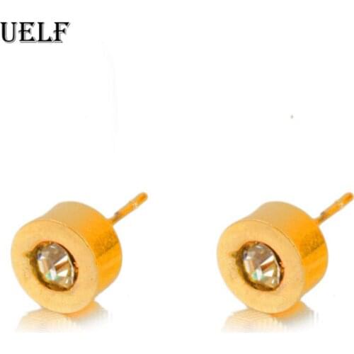 Uelf Luxury Brand New Fashion Round Shape AAA+ Cubic Zircon Stud Earrings Crystal Earings For Women Party Boucle d'oreille
