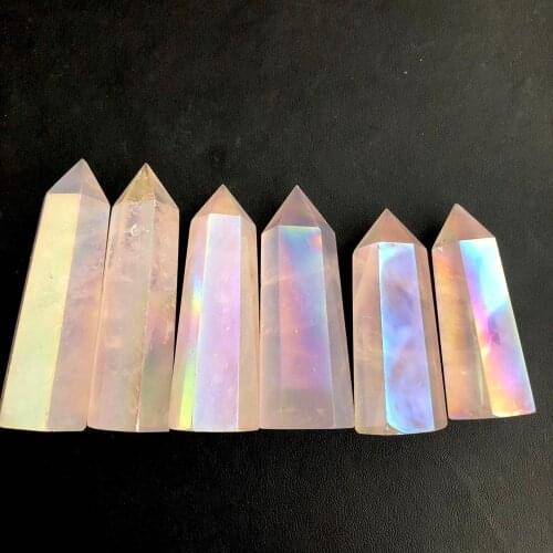 Angle Aura rose Quartz Crystal Wand points for Healing crystal stone gifts