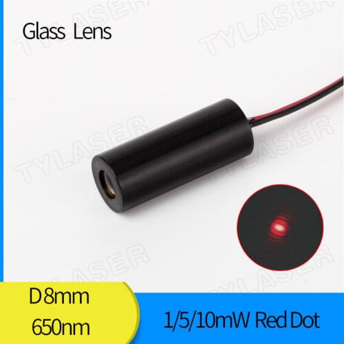 High End Glass Lens 8mm 650nm 1mW 5mW 10mW Red Dot Laser Module Industrial Grade APC Driver