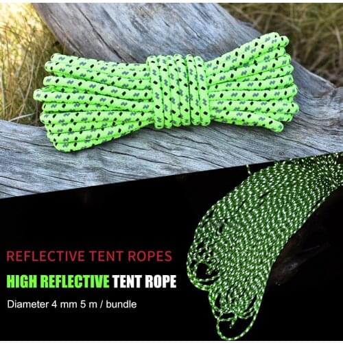 20m Green Survival Paracord 4mm Reflective Nylon + Polypropylene Camping Parachute Cord Lanyard Rope Camping & Hiking