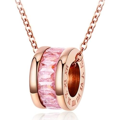 100% 925 Sterling Silver Elegant Round Circle Roman Numerals Ladies Pendant Necklace Original Jewelry For Women Short Chains