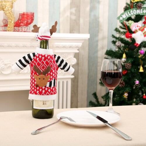 1PC Red Wine Bottle Cover Christmas Santa Elk Wine Bags Home Office Festical Xmas Decoration Wine Bottle Party Supplies QA 239