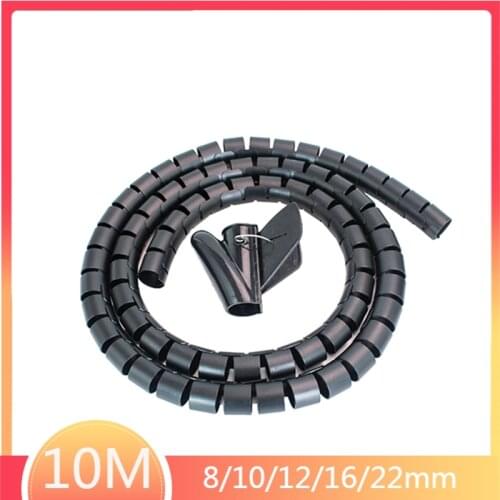 10M 8/10/12/16/22mm Line Organizer Pipe Protection Spiral Wrap Winding Cable Wire Protector Cover Tube