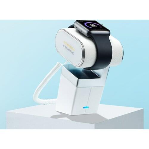 5 Set/Lot) Elegant High Quality White Color ABS Wireless Charging Function Remote Control Anti Theft Alarms Smartwatch Holder