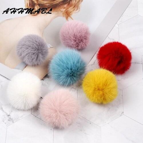 6pcs/lot 5cm Faux Fox Fur Pompom Artificial Fur Balls Fur Pom Poms For Hats Cap Fur Pompon For Scarf Gloves Keychain R26