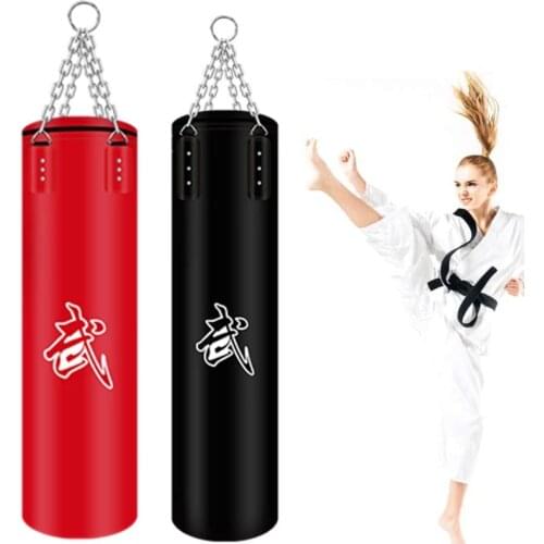 80/100cm Fitness Sandbag Empty Boxing Punching Bag Pu Kick Boxing Heavy Training Bags With Hanging Chains Gym Exercise For Adult