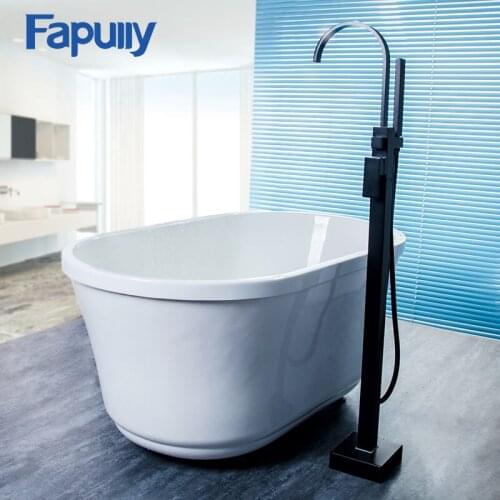 Fapully Basin Faucet Black Oil Rubbed Bronze Floor Mount Hand Shower Set Sprayer Mixer Faucet Bath Tap Shower Bathtub Faucet