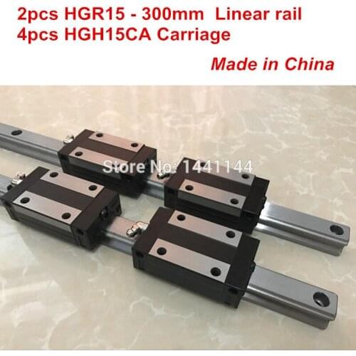 HGR15 linear guide rail: 2pcs HGR15 - 300mm + 4pcs HGH15CA linear block carriage CNC parts