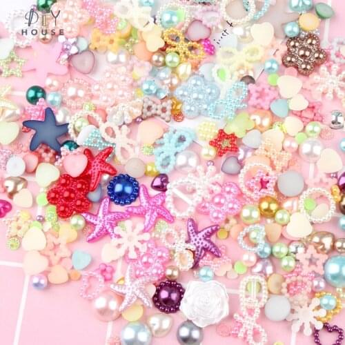 40g Simulation Pearl Mixed Pattern Flat Back Planar Resin Accessories DIY Craft Supplies Phone Shell Patch Ornament Kids Toys