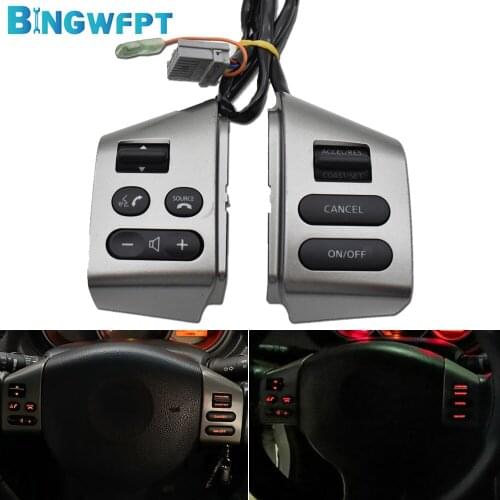 Steering Wheel Buttons A Pair With Cables Silver Black Button With Backlight For SYLPHY & FOR Nissan LIVINA & FOR TIIDA