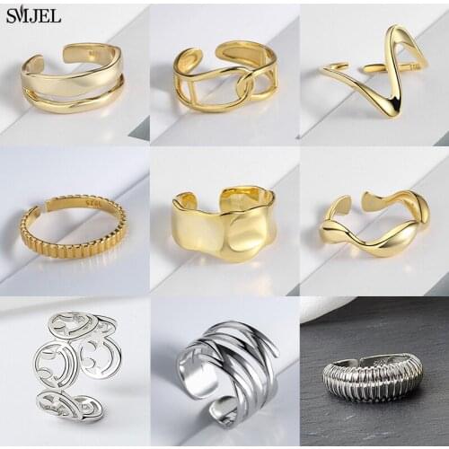 Minimalist Jewelry Punk Geometric Rings for Women Adjustable Double V Cross Round Finger Ring bague femme Best Gifts Friend