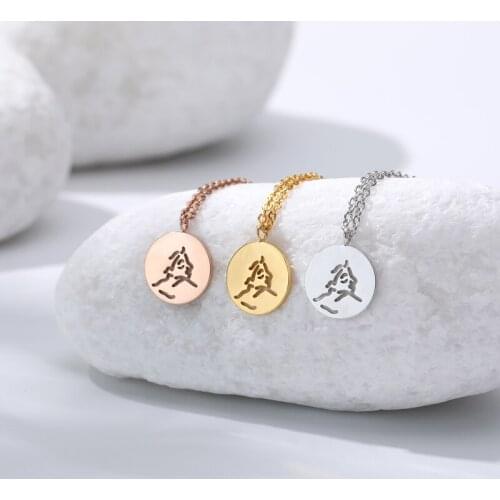Fashion Personality Stainless Steel Round Cutout Necklace & Pendant For Women Gold Color Funny Choker Chain Jewelry Best Gifts