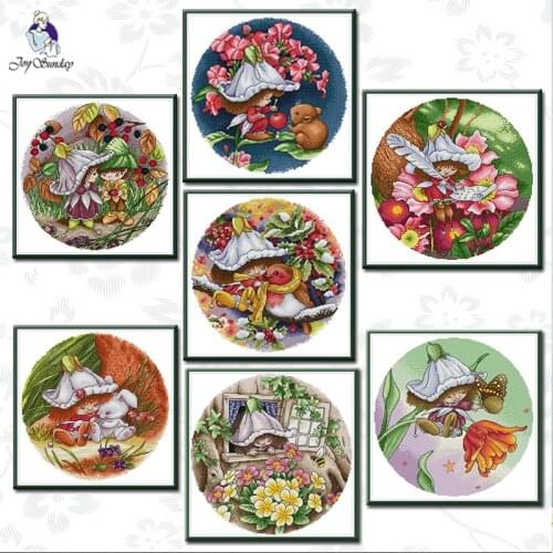Joy Sunday Flower Fairy Counted Cross Stitch Kits 11ct Printed Aida Fabric 14CT Canvas Embroidery Handmade Needlework Gifts Sets