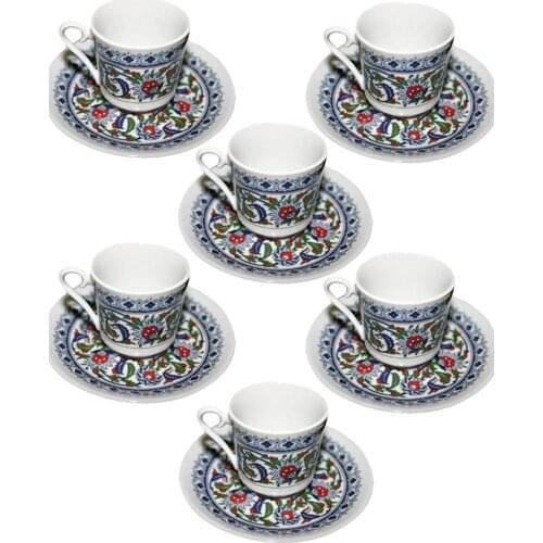 Turkish Coffee Espresso Cups Set, Arabic Greek Moroccan Coffee Serving Porcelain Set of 12