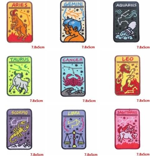 Twelve Constellation Patch Embroidered Patches For Clothing Fusible Sewing Fashion Accessories Applique Decor For Jacket Patches
