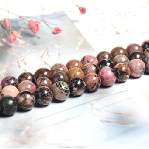 Natural rhodochrosite jasper 4-12mm round Gemstone beads for 925 sterling silver Jewelry Making Necklace Bracelet 15inch