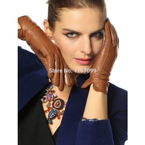 NEW 100% Genuine Leather Gloves For Women Winter Glove Warm Black\Brown\Dark Brown\Purple\Navy\Wine
