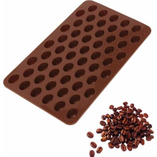 New 55-grid mini silica gel chocolate coffee bean mold ice lattice mold resistant to high temperature and easy to clean 150pcs