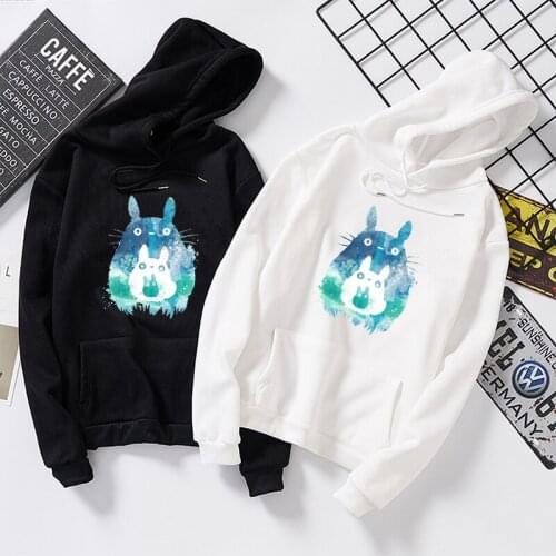 New Autumn Winter Hoodies Sweatshirts Harajuku Kawaii Cartoon Totoro Print Moletom Plus Velvet Japanese Streetwear Pullovers