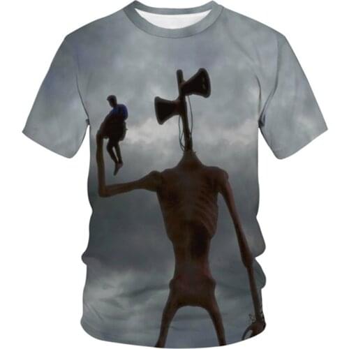 4-13Y Kids Game Anime Siren Head Printing T-Shirt Boys Girls Summer Casual Cool Tshirts Children SCP Horror Hip Hop Clothes Tops