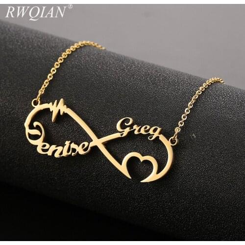 Infinite Shape Name Necklace Gold Silver Stainless Steel Pendant Necklace for Women Custom Necklace Personalized Jewelry Gifts