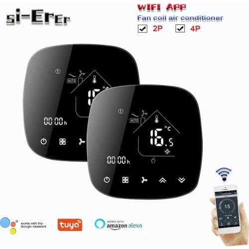 Tuya wifi programmable thermostat-2pipe 4pipe fan coil thermostat for cooling/heating,works with google home