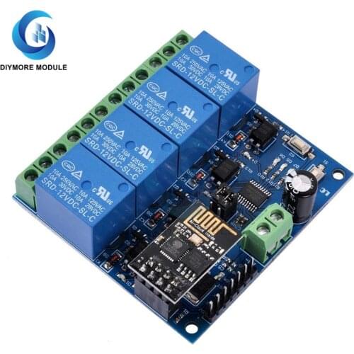 DC 12V WiFi Relay Module 4 Channel ESP8266 ESP-01 Wireless Relay Switch Board Phone APP Remote Control for IOT Smart Home